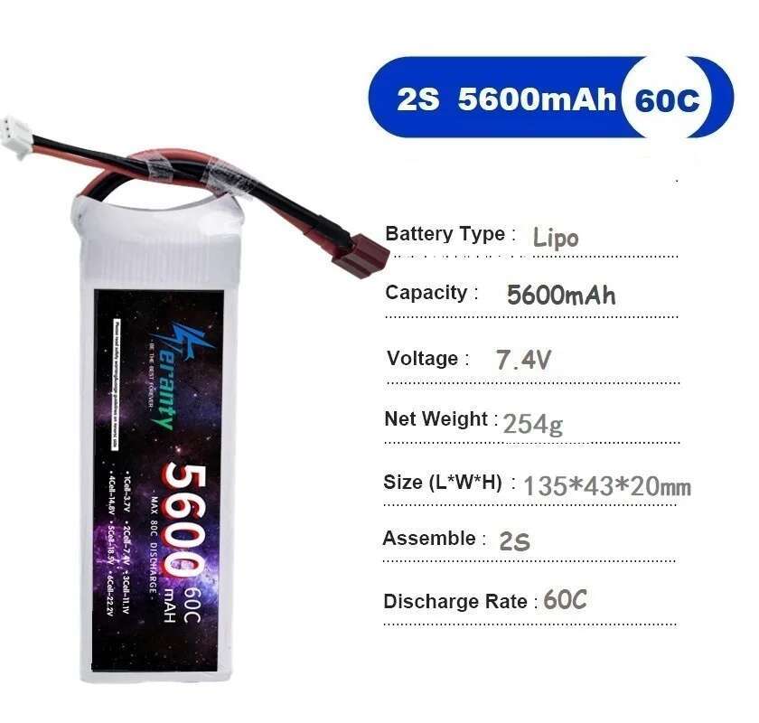 TERANTY 5600MAH 60C 2S 3S 4S 6 – обзор и цена Drone Battery 6S