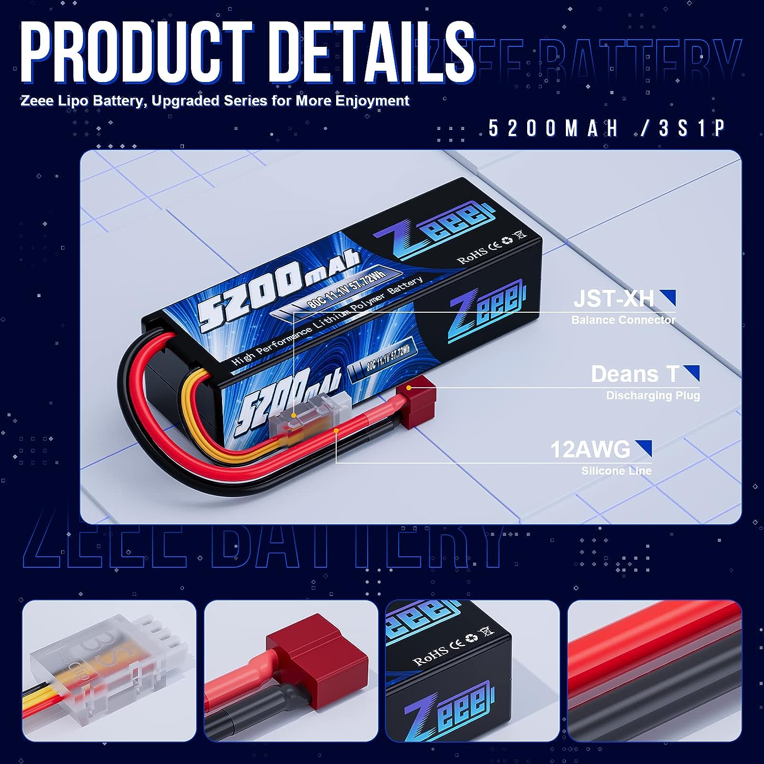 1/2 шт. Zeee 3S 5200 мАч Lipo  – обзор и цена Drone Battery 3S